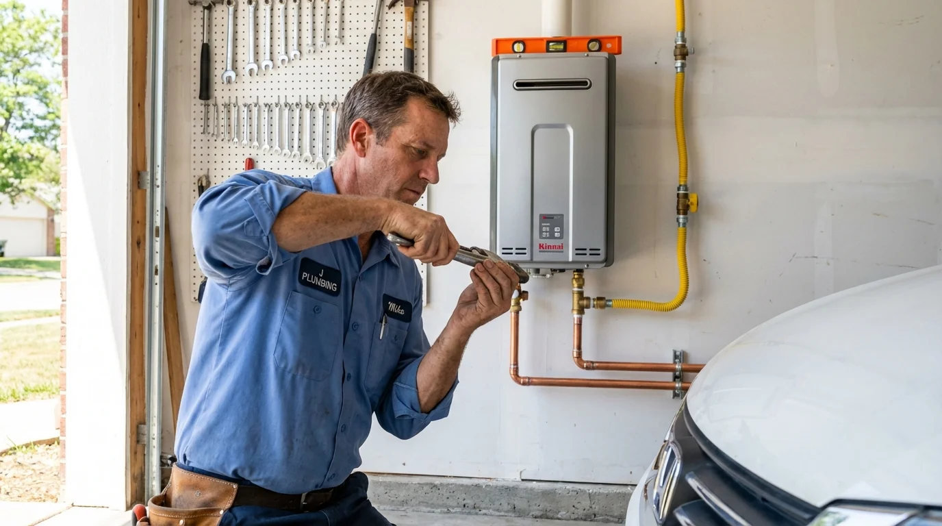 Tankless water heater installation by a Johns Plumbing LLC plumber in Somonauk